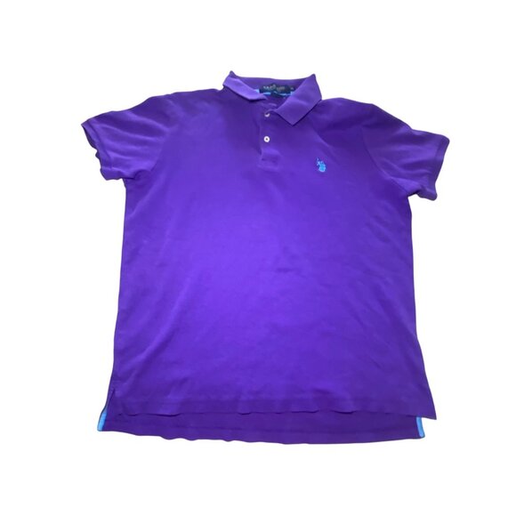 U.S. Polo Assn. Mens Purple Polo Shirt With Blue Embroidered Logo Golf Preppy - Picture 2 of 6